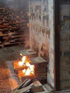 Wood firing images of kiln